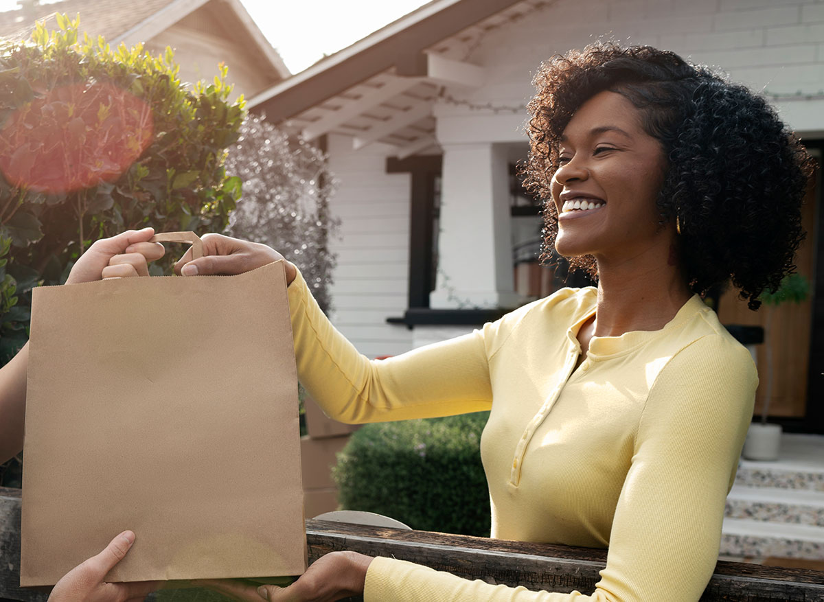 Courier with delivery bag